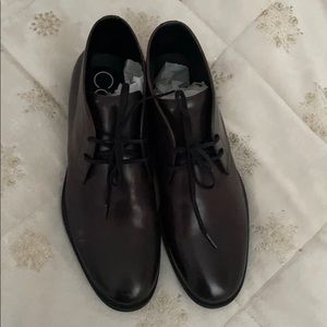 Calvin Klein, men’s leather boot shoe,mahogany,11.